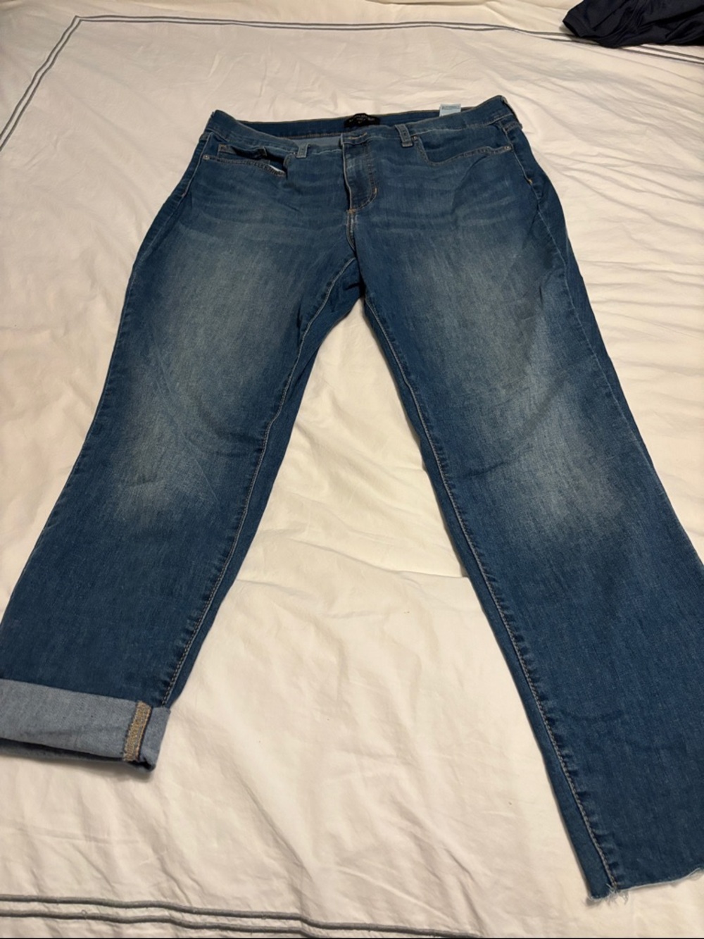 Women's Dark Blue Straight-Leg Jeans skinny fit cropped